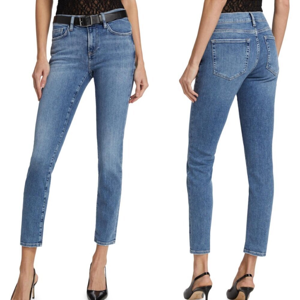 Frame Le Garcon Mid-Rise Skinny Jeans in Daphne Blue, size 25